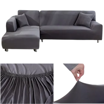 Napínací potah Jednobarevné napínací potahy na sedačku Mrhome Barva: Šedá, Velikost: Dvojkřeslo 145 - 185 cm