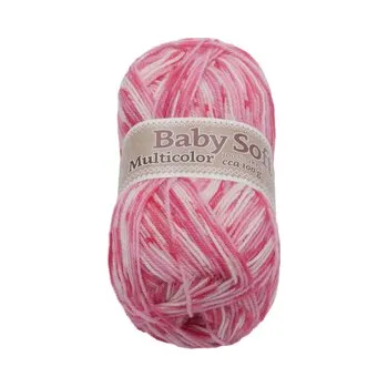 Příze Příze BABY SOFT multicolor - bílá, růžová - 100g / 360 m