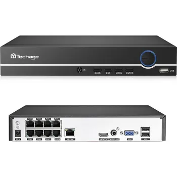 Bezpečnostní kamera 8kanálový PoE NVR rekordér, 4K záznam, XM