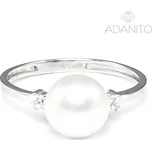 Stříbrný prsten s perlou a zirkony