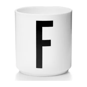 Porcelánový hrnek s písmenem F, bílá