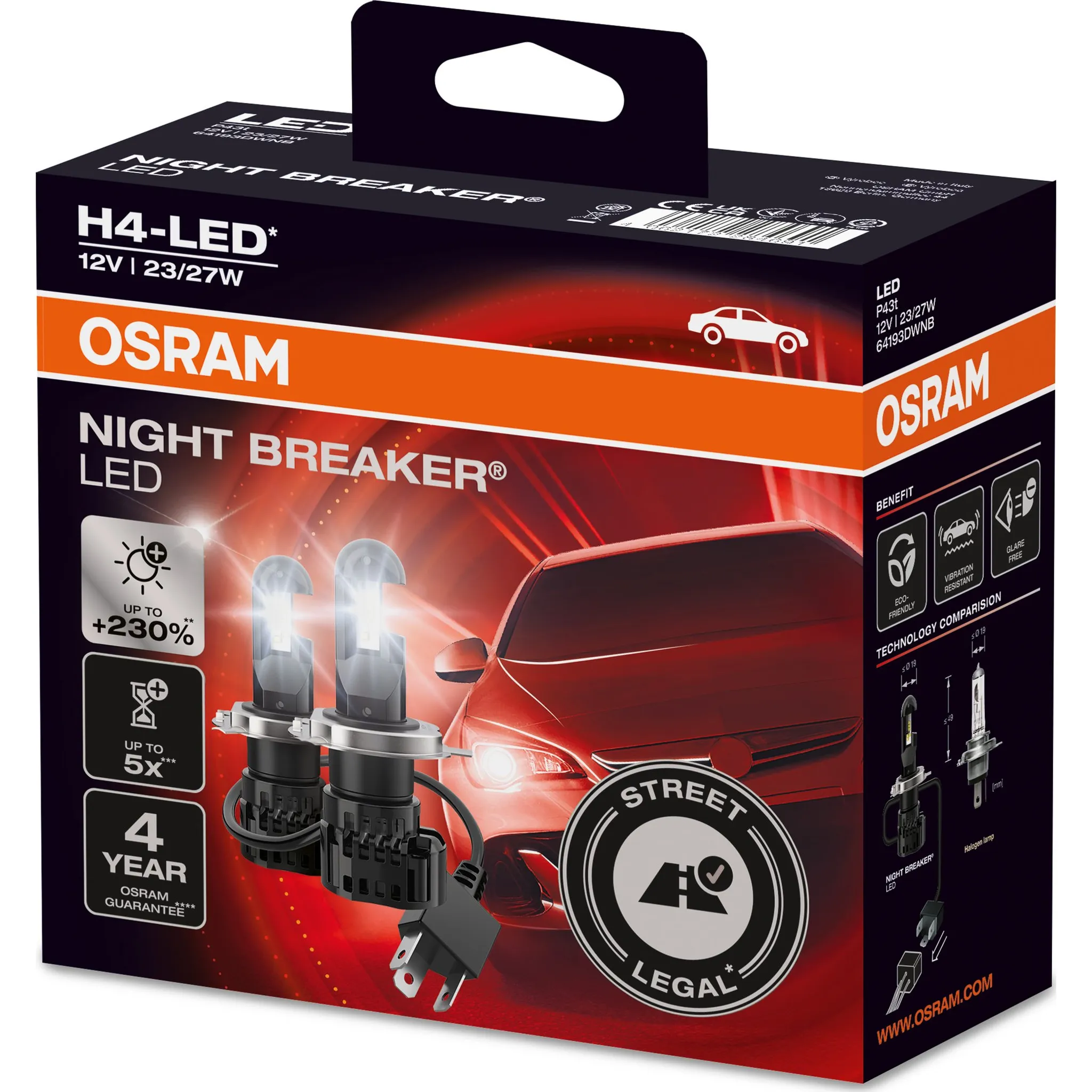 Fotografie 3 - Autožárovka OSRAM Night Breaker H4 LED 64193DWNB
