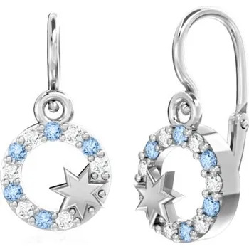 Náušnice Hvězdné zlaté dětské náušnice Evie se zirkony Materiál šperku: Bílé zlato, Barevné varianty zirkonů: Světle modrý zirkon