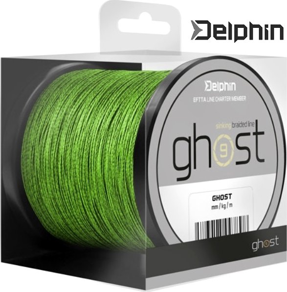 Delphin GHOST 8+1 zelená kaprařská šňůra 300 m průměr: 0,33 mm