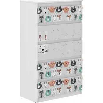 Dětská skříň Kvalitní dětská komoda s lesními zvířátky 121x40x70 cm