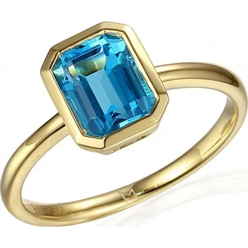 Prsten Prsten Naomi, žluté zlato a modrý topaz (blue topaz) Velikost: 60