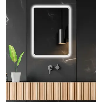 MOONLIGHT ROUNDED kulaté zrcadlo na chodbu do předsíně nástěnné 60 x 80 cm s leštěnou hranou do koupelny na zeď 411-453