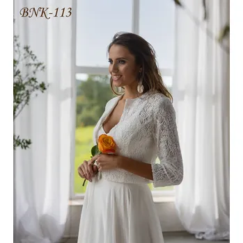 Bolerko Elegantní krajkový svatební kabátek, ivory BNK-113 Vybraná velikost: S