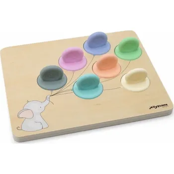 JELLYSTONE DESIGNS Dřevěná vkládačka se silikonovými razítky Pastelová