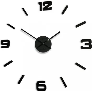 Hodiny Černé hodiny na zeď ze dřeva