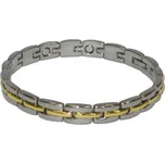 SJH 611 - Ocelový náramek s magnety stříbrno-zlatý