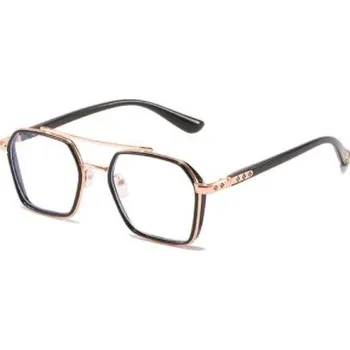 Brýlová obroučka Šestiúhelníkové brýle proti modrému světlu - Černo zlaté