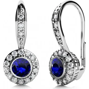Náušnice Luxusní zlaté náušnice Samantha II osazené zirkony Materiál šperku: Bílé zlato, Barevné varianty zirkonů: Modrý zirkon