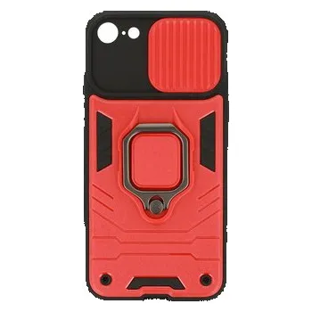 Pouzdro na mobilní telefon Beweare Armor kryt s prstýnkem a krytkou na čočku na iPhone 7 / 8 / SE 2020 / SE 2022 - červený