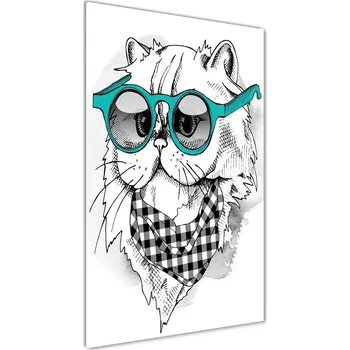 Obraz Vertikální Fotoobraz na skle Kocour v brýlích