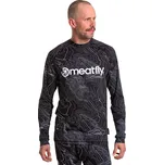 tričko Meatfly Avery Termo LS - Black Topography XXL