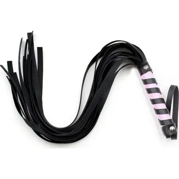 Černo-růžové důtky s barevnou rukojetí z umělé kůže