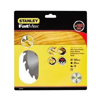 Pilový kotouč Stanley kotouč TCT/HM brousitelný podélné řezy O 160x20mm, 18 zubů