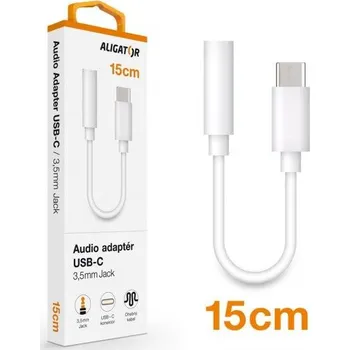 Audio kabel Aligator Audio adaptér USB-C / 3,5mm Jack, bílý