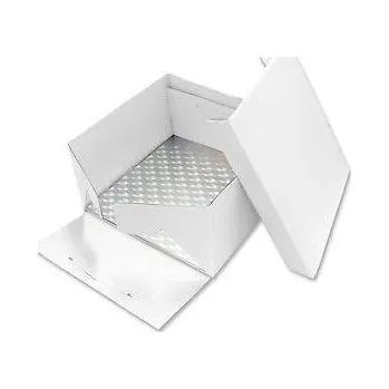 Podložka dortová stříbrná čtverec 30,5cm x 30,5cm + dortová krabice s víkem - PME