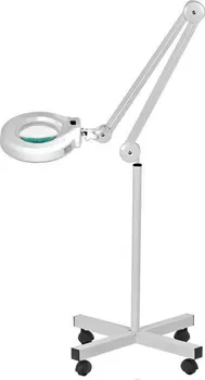 Stojací kosmetická LED lampa s lupou na kolečkách bílá