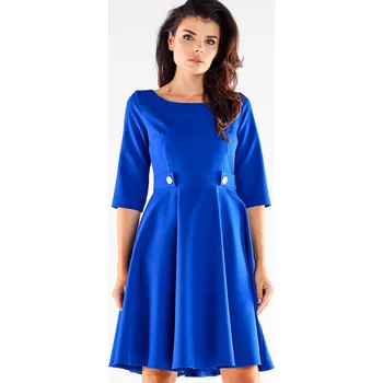 Dámské šaty Rozevřené šaty s krátkými rukávy A520 Barva: Modrá, Velikost: L