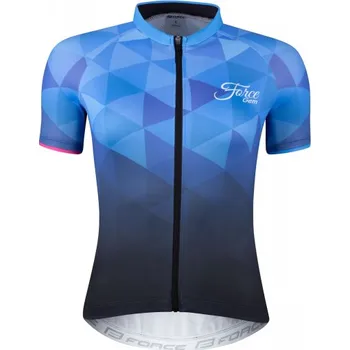 Cyklistické oblečení dres FORCE GEM dámský krátký rukáv modrý M