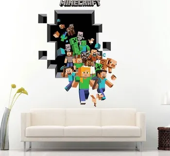 Samolepící dekorace Samolepka na zeď Minecraft díra 85 x 60 cm