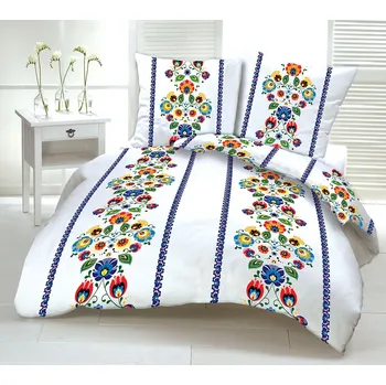 Povlečení Povlečení bavlněné Folklór modré TiaHome 2x Polštář 90x70 cm, 1x Přikrývka 200x220cm