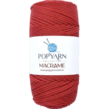 Příze POPYARN Příze Macrame B007 - červená, 100g 140m