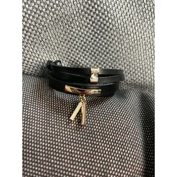 Náhrdelník Náramek černý geometrický se zlatými detaily