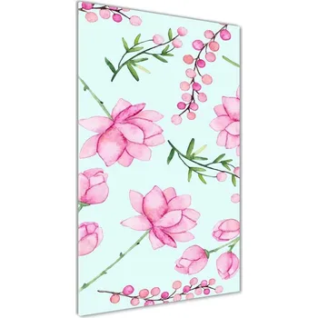 Obraz Vertikální Fotoobraz na skle Květiny a jahody