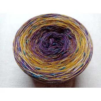 Příze Merino Medow 3-nitka 1000m s nopkovou nitkou (Duhové merino klubko s nopky Medow)