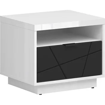 Noční stolek FORN noční stolek KOM1S, bílý lesk/černý mat