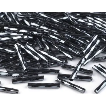 Dětské navlékací korálky Rokajl PRECIOSA - čípky černá kroucená > 15mm/50ks