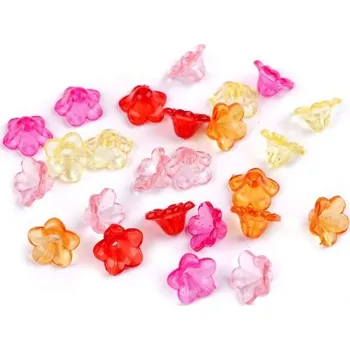 Dětské navlékací korálky Korálky plastové/zvoneček - růžová tmavá (10 kusů)