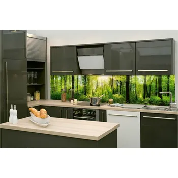 Fototapeta DIMEX | Fototapeta do kuchyně Svěží les KI-260-133 | 260 x 60 cm | zelená, hnědá + Samolepicí fototapeta za kuchyňskou linku DIMEX Svěží les v šíři 260 cm