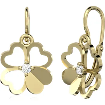 Šperk Couple, Dětské náušničky Clover, žluté zlato a&nbsp;brilianty, 585-66-3-0684.0Z00.0.00.FVS.000.14