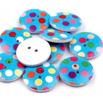 Knoflík Knoflík dřevěný PUNTÍK - modrý tyrkys - průměr 23mm