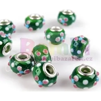 Dětské navlékací korálky Korálky typu Pandora - zelená zdobená (2kusy)