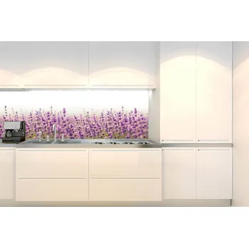 Fototapeta DIMEX | Fototapeta do kuchyně Levandulové pole KI-180-125 | 180 x 60 cm | zelená, bílá, fialová + Samolepicí fototapeta za kuchyňskou linku DIMEX Levandulové pole v šíři 180 cm