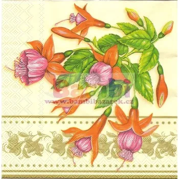 Papírový ubrousek Třívrstvý ubrousek na decoupage - fuchsie