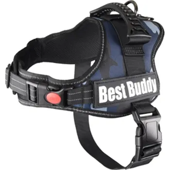 Postroj pro psa FLAMINGO Best Buddy Pluto 80-100x5cm (XL) - modrá kamufláž