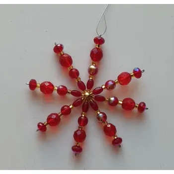 Vánoční dekorace Korálková hvězda Ø9cm - barva červená