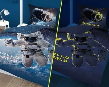 Ložní povlečení Detexpol Astronaut svítící 140 x 200, 70 x 80 cm zipový uzávěr