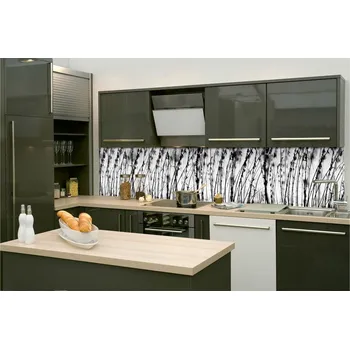 Fototapeta DIMEX | Fototapeta do kuchyně Černobílá tráva KI-260-137 | 260 x 60 cm | černobílá + Samolepicí fototapeta za kuchyňskou linku DIMEX Černobílá tráva v šíři 260 cm