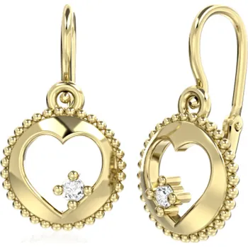 Šperk Couple, Srdíčkové dětské náušnice Orin, žluté zlato s&nbsp;brilianty, 585-66-3-0682.0Z00.0.00.FVS.000.14