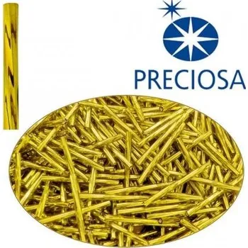 Dětské navlékací korálky Rokajl PRECIOSA - čípky žlutá kroucená > 35mm/20ks