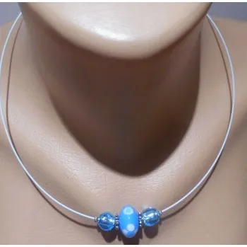 Náhrdelník Náhrdelník na lanku s vinutkami - modrá-tyrkysová