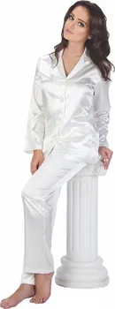 Dámské pyžamo De Lafense Dámské saténové pyžamo Classic dlouhé bílé